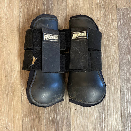 Consignment Roma Black Open Front Boots Large
